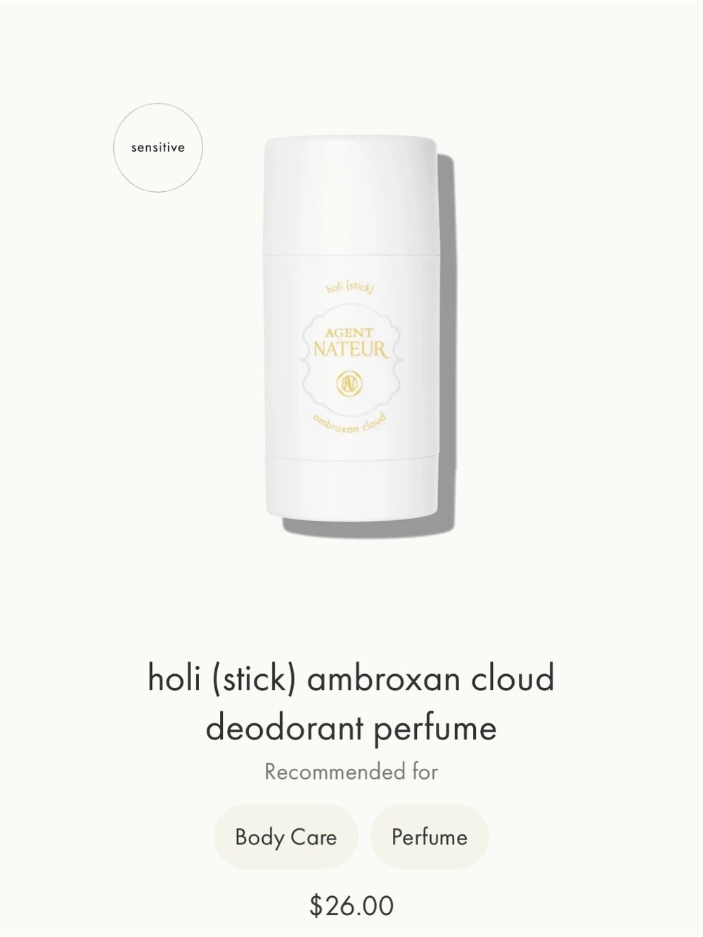 Agent Nateur Holi Stick Deodorant Perfume - White (Ambroxan Cloud)